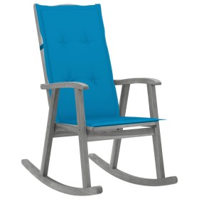 Rocking chair with solid gray acacia wood cushions by vidaXL, Garden chairs - Ref: Foro24-3064213, Price: 220,90 €, Discount: %