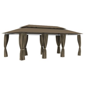 Gazebo with taupe gray curtains 180g/m² 600x298x270 cm by vidaXL, Tents and gazebos - Ref: Foro24-312247, Price: 389,87 €, Di...