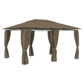 Garden canopy with taupe gray curtains 4x3 m 180 g/m² by vidaXL, Tents and gazebos - Ref: Foro24-312232, Price: 348,89 €, Dis...