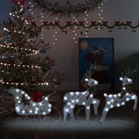 Schlitten- und Rentiergarten-Weihnachtsdekoration 60 LED Silber von vidaXL, Weihnachtsbeleuchtung - Ref: Foro24-289978, Preis...