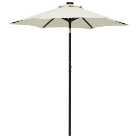 Sand-colored aluminum umbrella with LED lights 200x211 cm by vidaXL, Umbrellas - Ref: Foro24-313557, Price: 76,16 €, Discount: %