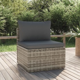 Central garden sofa with gray synthetic rattan cushion 57x57x56 cm by vidaXL, Outdoor sofas - Ref: Foro24-318669, Price: 97,9...