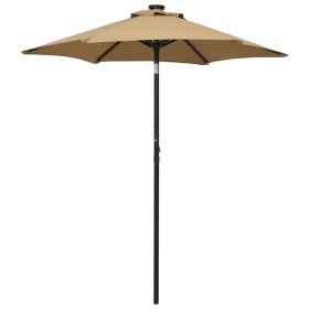 Taupe gray aluminum umbrella with LED lights 200x211 cm by vidaXL, Umbrellas - Ref: Foro24-313560, Price: 70,99 €, Discount: %