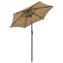 Taupe gray aluminum umbrella with LED lights 200x211 cm by vidaXL, Umbrellas - Ref: Foro24-313560, Price: 70,99 €, Discount: %