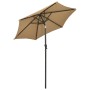 Taupe gray aluminum umbrella with LED lights 200x211 cm by vidaXL, Umbrellas - Ref: Foro24-313560, Price: 70,99 €, Discount: %