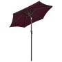 Umbrella with LED lights, aluminum, burgundy, 200x211 cm. by vidaXL, Umbrellas - Ref: Foro24-313561, Price: 70,25 €, Discount: %