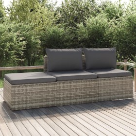 3-piece garden furniture set and gray synthetic rattan cushions by vidaXL, Outdoor sofas - Ref: Foro24-318674, Price: 231,99 ...