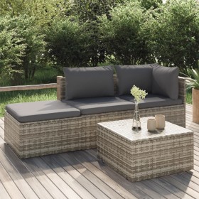 4-piece garden furniture set and gray synthetic rattan cushions by vidaXL, Outdoor sofas - Ref: Foro24-318676, Price: 352,99 ...