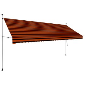 Retractable manual awning in orange and brown, 400 cm. by vidaXL, Awnings - Ref: Foro24-145840, Price: 112,86 €, Discount: %