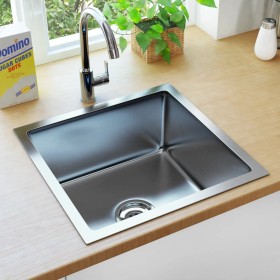 Handgefertigte Küchenspüle aus Edelstahl von vidaXL, Sinkt - Ref: Foro24-145077, Preis: 73,30 €, Rabatt: %