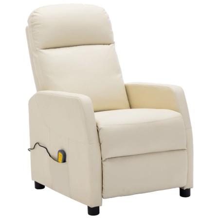 Sillón de masaje de cuero sintético blanco crema de vidaXL, Sillones de masaje eléctricos - Ref: Foro24-321360, Precio: 143,9...