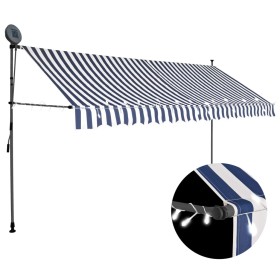 Manual retractable awning with blue and white LED 400 cm by vidaXL, Awnings - Ref: Foro24-145847, Price: 104,94 €, Discount: %