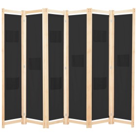 Biombo divisor de 6 paneles de tela negro 240x170x4 cm de vidaXL, Divisores de ambientes - Ref: Foro24-248186, Precio: 82,49 ...