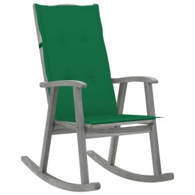 Silla mecedora con cojines madera maciza de acacia gris de vidaXL, Sillas de jardín - Ref: Foro24-3064214, Precio: 212,45 €, ...