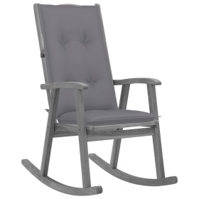 Rocking chair with solid gray acacia wood cushions by vidaXL, Garden chairs - Ref: Foro24-3064225, Price: 203,99 €, Discount: %