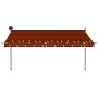 Toldo manual retráctil con LED naranja y marrón 400 cm de vidaXL, Toldos - Ref: Foro24-145882, Precio: 123,78 €, Descuento: %