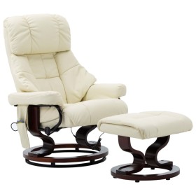 Reclining massage armchair with synthetic leather and curved cream wood. by vidaXL, Electric massage chairs - Ref: Foro24-289...