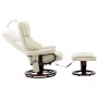 Sillón reclinable masaje cuero sintético madera curvada crema de vidaXL, Sillones de masaje eléctricos - Ref: Foro24-289866, ...