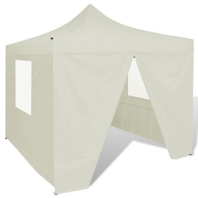 Folding gazebo with 4 cream walls 3x3 m by vidaXL, Tents and gazebos - Ref: Foro24-41464, Price: 169,21 €, Discount: %