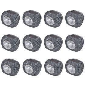 Foco LED solar de exterior con forma de piedra 12 uds de vidaXL, Iluminación de exterior - Ref: Foro24-41168, Precio: 45,83 €...