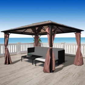 Gazebo with brown aluminum curtain 400 x 300 cm by vidaXL, Tents and gazebos - Ref: Foro24-41626, Price: 673,91 €, Discount: %