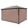 Cenador con cortina marrón aluminio 400 x 300 cm de vidaXL, Carpas y cenadores - Ref: Foro24-41626, Precio: 673,91 €, Descuen...