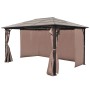 Cenador con cortina marrón aluminio 400 x 300 cm de vidaXL, Carpas y cenadores - Ref: Foro24-41626, Precio: 673,91 €, Descuen...