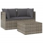 Set de muebles de jardín 3 pzas y cojines ratán sintético gris de vidaXL, Sofás de exterior - Ref: Foro24-318675, Precio: 275...