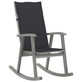 Silla mecedora con cojines madera maciza de acacia gris de vidaXL, Sillas de jardín - Ref: Foro24-3064209, Precio: 210,18 €, ...