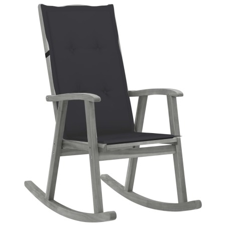 Silla mecedora con cojines madera maciza de acacia gris de vidaXL, Sillas de jardín - Ref: Foro24-3064209, Precio: 218,55 €, ...