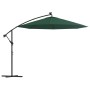 Hanging umbrella with LED lights and metal pole 300 cm green by vidaXL, Umbrellas - Ref: Foro24-42969, Price: 158,16 €, Disco...