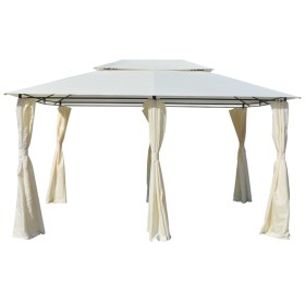 Garden gazebo with white curtains 4x3 m by vidaXL, Tents and gazebos - Ref: Foro24-43216, Price: 258,99 €, Discount: %