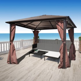 Gazebo with brown aluminum curtain 300 x 300 cm by vidaXL, Tents and gazebos - Ref: Foro24-41625, Price: 547,99 €, Discount: %