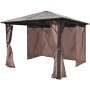 Cenador con cortina marrón aluminio 300 x 300 cm de vidaXL, Carpas y cenadores - Ref: Foro24-41625, Precio: 547,65 €, Descuen...