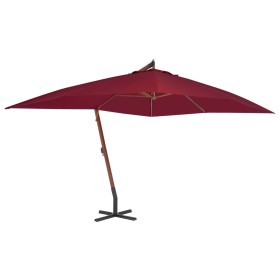 Cantilever side umbrella with red wine wooden pole 400x300 cm by vidaXL, Umbrellas - Ref: Foro24-44493, Price: 202,48 €, Disc...