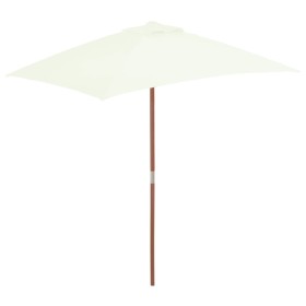 Garden umbrella with wooden pole 150x200 cm sand by vidaXL, Umbrellas - Ref: Foro24-44533, Price: 63,99 €, Discount: %