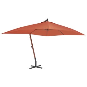 Terracotta wooden pole cantilever side umbrella 400x300 cm by vidaXL, Umbrellas - Ref: Foro24-44494, Price: 168,11 €, Discoun...