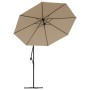 Cantilever umbrella with LED lights and steel pole 300 cm taupe by vidaXL, Umbrellas - Ref: Foro24-44522, Price: 156,99 €, Di...