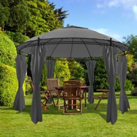 Round gazebo with anthracite gray curtains 3.5x2.7 m by vidaXL, Tents and gazebos - Ref: Foro24-44762, Price: 394,99 €, Disco...