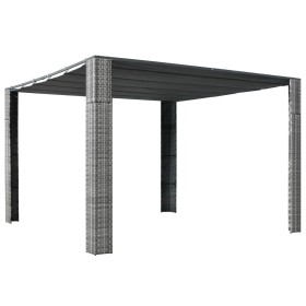 Outdoor dining gazebo with synthetic rattan roof 300x300x200 cm in gray and anthracite. by vidaXL, Tents and gazebos - Ref: F...