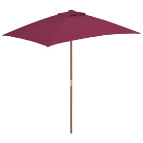 Garden umbrella with wooden pole 150x200 cm burgundy by vidaXL, Umbrellas - Ref: Foro24-44537, Price: 51,90 €, Discount: %