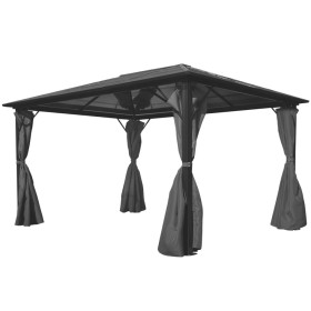 Cenador con cortina gris antracita aluminio 400x300 cm de vidaXL, Carpas y cenadores - Ref: Foro24-44890, Precio: 635,92 €, D...