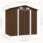 Brauner Gartenschuppen aus Stahl, 204 x 132 x 186 cm von vidaXL, Schuppen - Ref: Foro24-47029, Preis: 223,99 €, Rabatt: %