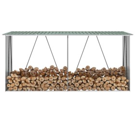 Green galvanized steel firewood box 330x84x152 cm by vidaXL, Accessories for bags and firewood holders - Ref: Foro24-47083, P...