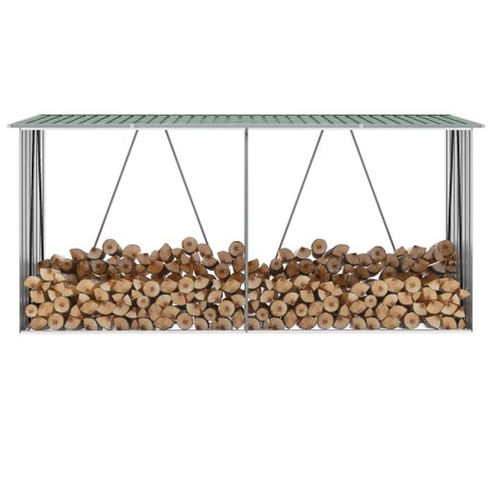 Green galvanized steel firewood box 330x84x152 cm by vidaXL, Accessories for bags and firewood holders - Ref: Foro24-47083, P...