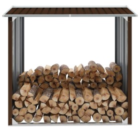 Garden shed for firewood, brown galvanized steel, 172x91x154 cm by vidaXL, Accessories for bags and firewood holders - Ref: F...