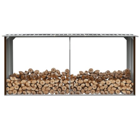 Brown galvanized steel firewood box 330x92x153 cm by vidaXL, Accessories for bags and firewood holders - Ref: Foro24-47087, P...