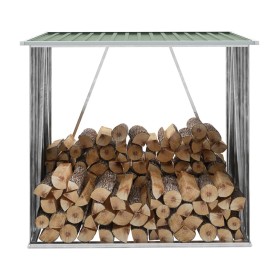 Green galvanized steel firewood box 163x83x154 cm by vidaXL, Accessories for bags and firewood holders - Ref: Foro24-47089, P...