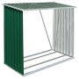 Casetilla para leña acero galvanizado verde 163x83x154 cm de vidaXL, Accesorios para bolsas y soportes de leña - Ref: Foro24-...