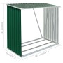 Casetilla para leña acero galvanizado verde 163x83x154 cm de vidaXL, Accesorios para bolsas y soportes de leña - Ref: Foro24-...